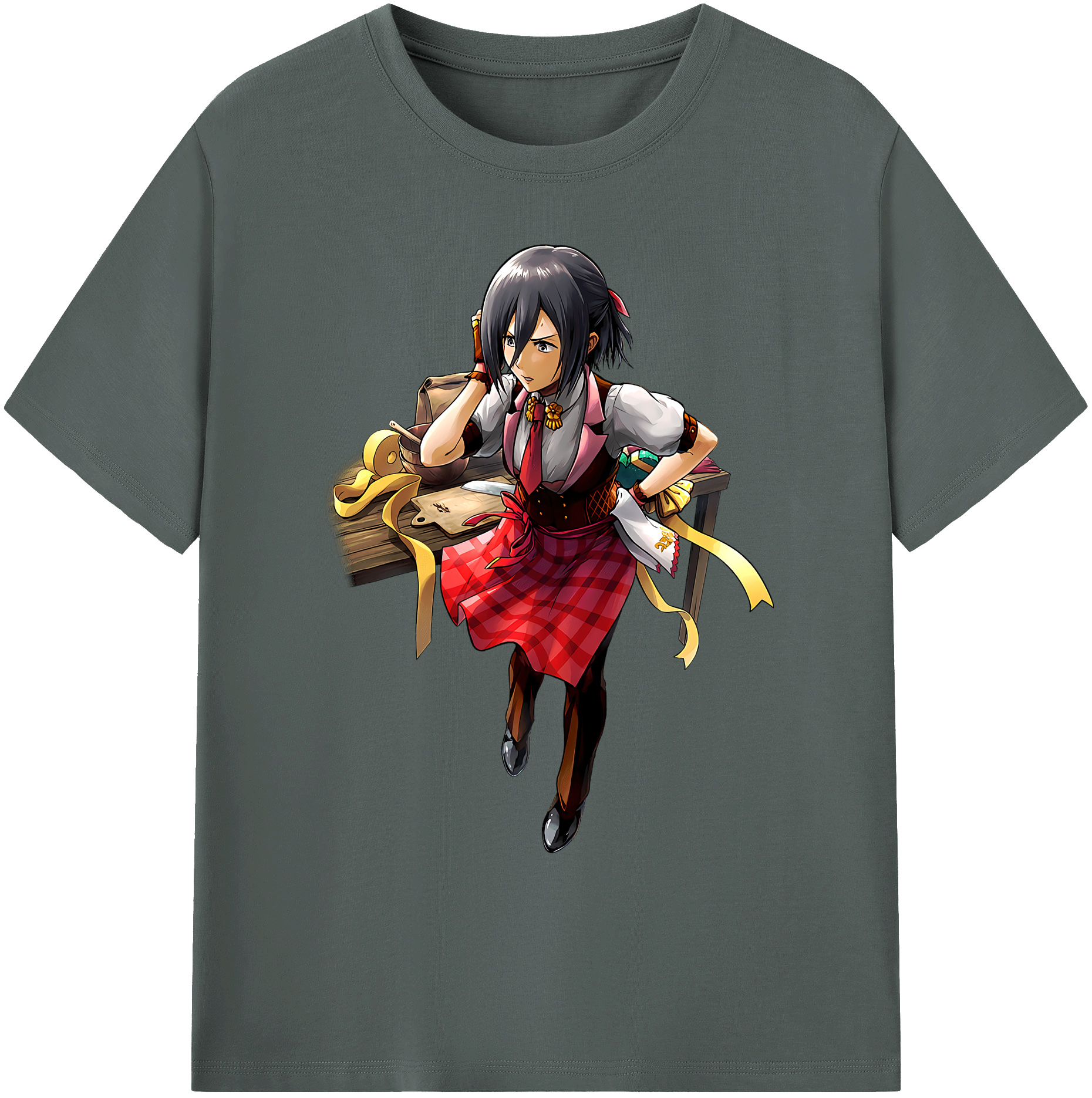 （画像用） 進撃の巨人 ミカサ·アッカーマン Attack on Titan Mikasa Ackerman 綿100％ メンズ半袖Tシャツ｜肌触りやわらか＆通気性